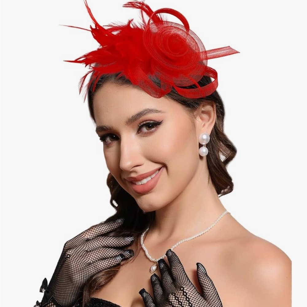 Chic Red Feather Fascinator